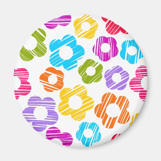 Schattigee kleurrijke bloem girly vrolijke bloemen magneet (Voorkant)