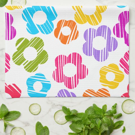 Schattigee kleurrijke bloem girly vrolijke bloemen theedoek (Gevouwen)