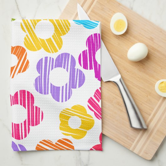 Schattigee kleurrijke bloem girly vrolijke bloemen theedoek (Quarter Fold)