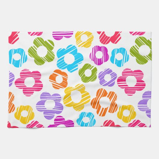 Schattigee kleurrijke bloem girly vrolijke bloemen theedoek (Horizontaal)