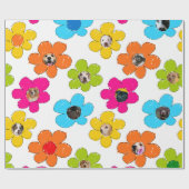 Schattigee kleurrijke bloem Hond Mama Leuke Fotoco Cadeaupapier (Vlak)