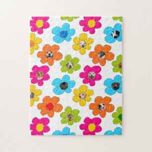 Schattigee kleurrijke bloem Hond Mama Leuke Fotoco Legpuzzel