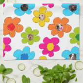 Schattigee kleurrijke bloem Hond Mama Leuke Fotoco Theedoek (Gevouwen)