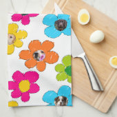 Schattigee kleurrijke bloem Hond Mama Leuke Fotoco Theedoek (Quarter Fold)