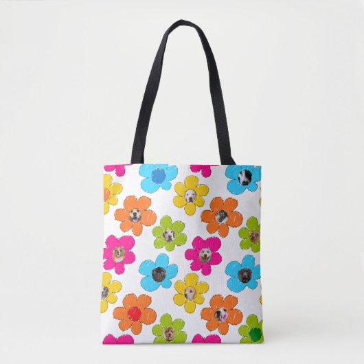 Schattigee kleurrijke bloem Hond Mama Leuke Fotoco Tote Bag (Voorkant)