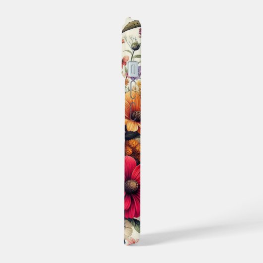 Schattigee kleurrijke  bloemcollage iPhone 15 case (Linkerkant)