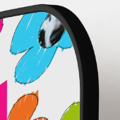 Schattigee kleurrijke bloemen Hond Mama Foto Colla Pickleball Paddle (Links Detail)