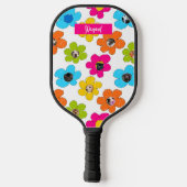 Schattigee kleurrijke bloemen Hond Mama Foto Colla Pickleball Paddle (Achterkant)