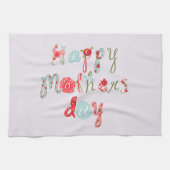 Schattigee kleurrijke bloemenbrieven-gelukkige moe theedoek (Horizontaal)