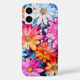 Schattigee Kleurrijke Bloemenkunst iPhone 16 Hoesje