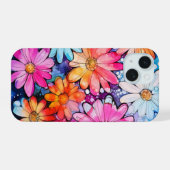 Schattigee Kleurrijke  Bloemenkunst iPhone 15 Case (Achterkant horizontaal)