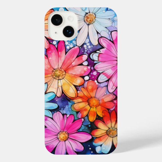 Schattigee Kleurrijke Bloemenkunst iPhone Hoesje (Achterkant)