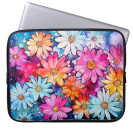 Schattigee Kleurrijke  Bloemenkunst Laptop Sleeve