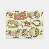 Schattigee kleurrijke bloemenuilen fleece deken (Voorkant (Horizontaal))