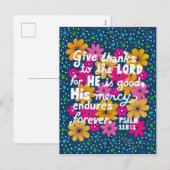 Schattigee kleurrijke bloemige Thanksgiving Bijbel Feestdagenkaart (Voorkant / Achterkant)