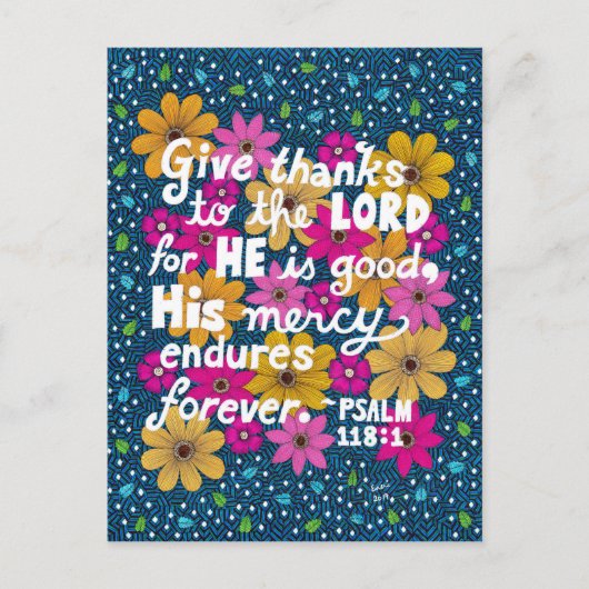 Schattigee kleurrijke bloemige Thanksgiving Bijbel Feestdagenkaart (Voorkant)