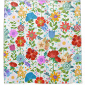 Schattigee kleurrijke bloesem douchegordijn (Voorkant)