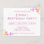 Schattigee Kleurrijke Blots 1e Verjaardag Foto Uitnodiging Briefkaart (Achterkant)