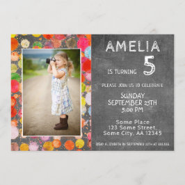 Schattigee Kleurrijke Blots Krijtbord Kinder Foto  Kaart