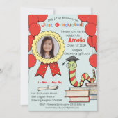 Schattigee Kleurrijke Boekenworm Graduation Party  Kaart (Voorkant)