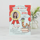 Schattigee Kleurrijke Boekenworm Graduation Party  Kaart (Staand voorkant)