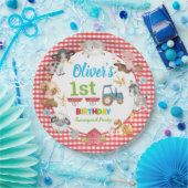 Schattigee Kleurrijke Boerderijdieren Barnyard 1e  Papieren Bordje (Feest)