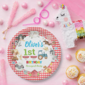 Schattigee Kleurrijke Boerderijdieren Barnyard 1e  Papieren Bordje (Feest)