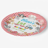 Schattigee Kleurrijke Boerderijdieren Barnyard 1e  Papieren Bordje (Gekanteld)