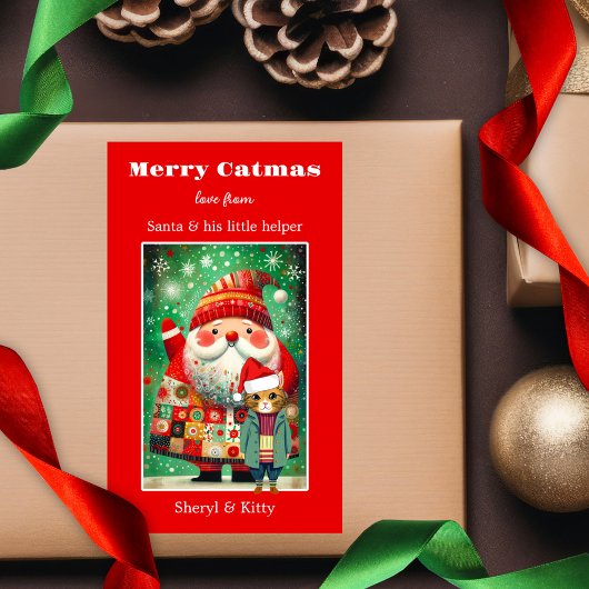 Schattigee kleurrijke Bold Merry Kerstmis Rechthoekige Sticker