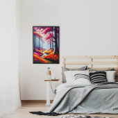 Schattigee kleurrijke bos bloemenlandschapsillustr poster