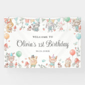 Schattigee kleurrijke bosdieren verjaardagsachterg spandoek (Horizontaal)
