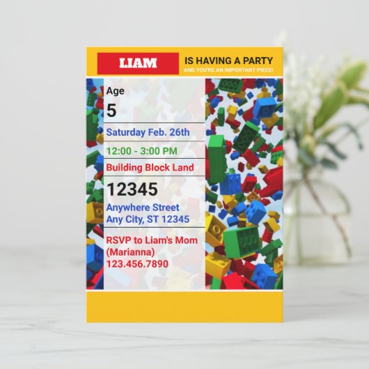 Schattigee kleurrijke bouwstenen Verjaardag Kaart (Staand voorkant)