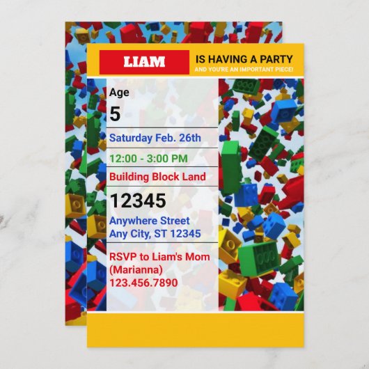 Schattigee kleurrijke bouwstenen Verjaardag Kaart (Voorkant / Achterkant)