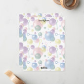 Schattigee Kleurrijke Bubble Kids Verjaardagsfeest Notitiekaartje (Voorkant / Achterkant in situ)