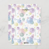 Schattigee Kleurrijke Bubble Kids Verjaardagsfeest Notitiekaartje (Voorkant / Achterkant)