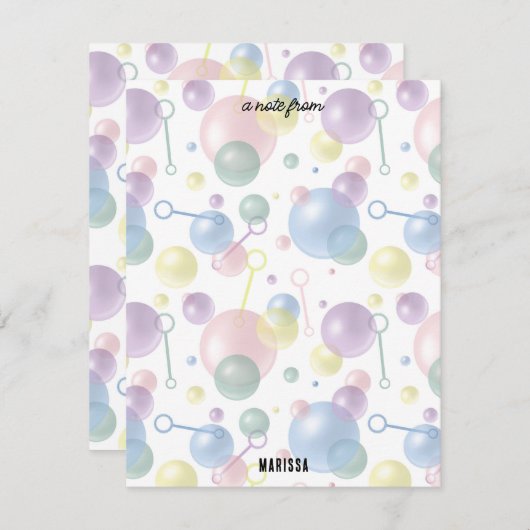 Schattigee Kleurrijke Bubble Kids Verjaardagsfeest Notitiekaartje (Voorkant / Achterkant)