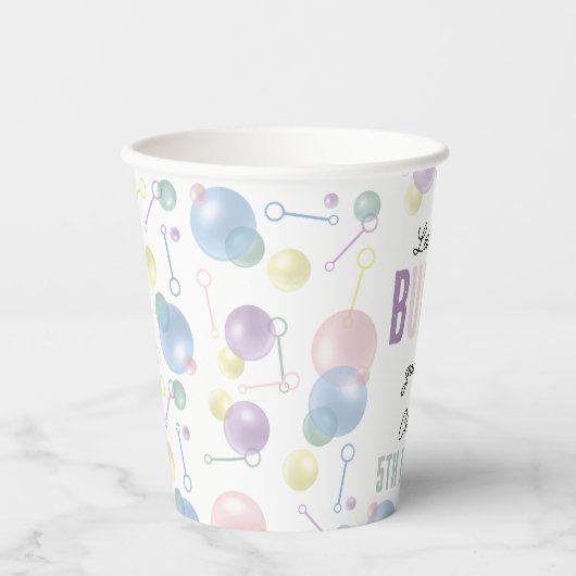 Schattigee Kleurrijke Bubble Kids Verjaardagsfeest Papieren Bekers (Voorkant)