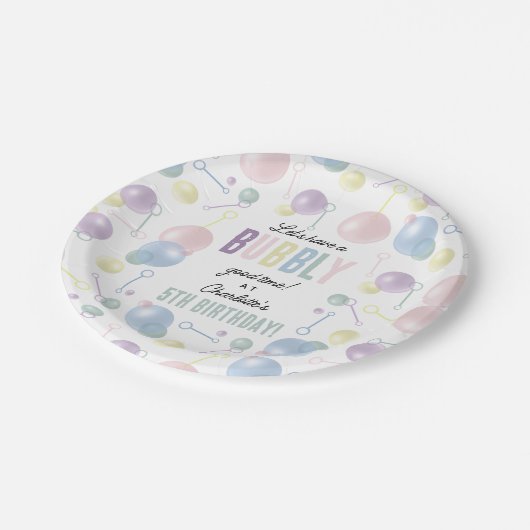 Schattigee Kleurrijke Bubble Kids Verjaardagsfeest Papieren Bordje (Gekanteld)