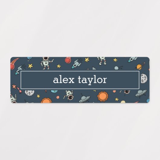 Schattigee Kleurrijke Buiten Ruimtepatroon Kinder  Labels (Design 2)