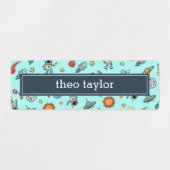 Schattigee Kleurrijke Buiten Ruimtepatroon Kinder  Labels (Design 1)