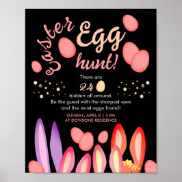 Schattigee Kleurrijke Bunny Ears Easter Egg Hunt o Poster