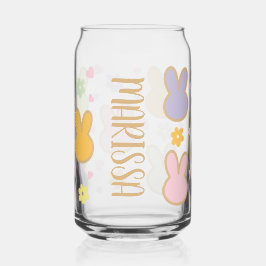 Schattigee kleurrijke bunny hoofd omtrek patroon blikvorm glas