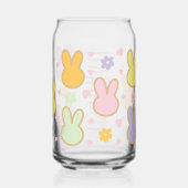 Schattigee kleurrijke bunny hoofd omtrek patroon blikvorm glas (Achterkant)