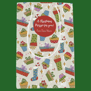 Schattigee Kleurrijke Cadeaus Kerst Gift Bag Medium Cadeauzakje