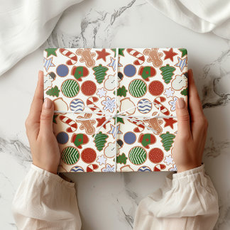 Schattigee kleurrijke Cartoon Christmas Sugar Cook Cadeaupapier