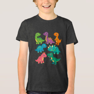 Schattigee Kleurrijke Cartoon Dinosaurussen voor K Tri-Blend Shirt