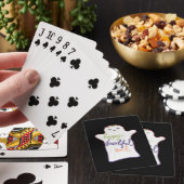 Schattigee Kleurrijke Cartoon Geest met Tekst Pokerkaarten (Insitu)