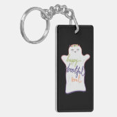 Schattigee Kleurrijke Cartoon Geest met Tekst Sleutelhanger (Voorkant Links)