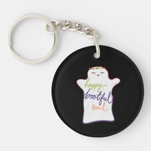 Schattigee Kleurrijke Cartoon Geest met Tekst Sleutelhanger (Voorkant)