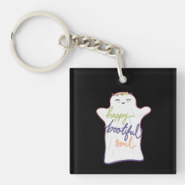 Schattigee Kleurrijke Cartoon Geest met Tekst Sleutelhanger